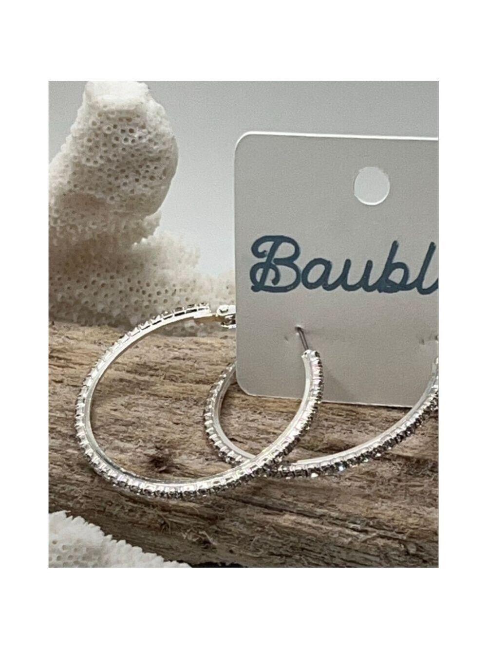 Baubles Silver Channel Set Hoops - Picture 3 of 9